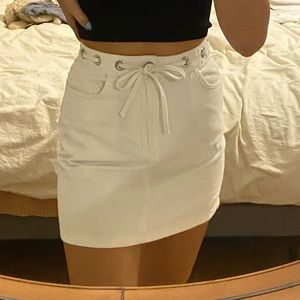 WHITE URBAN OUTFITTERS DENIM TIE INDUSTRIAL SKIRT